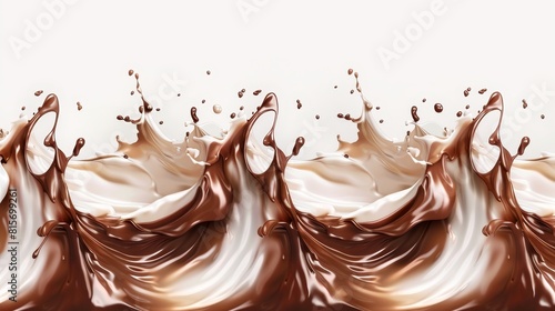 Border, cocoa taste wavy foam for cake edge, sweet creamy twirl for pastry decoration. Realistic 3d modern illustration.