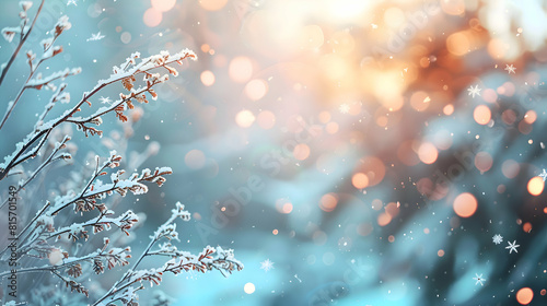 abstract winter christmas sunset background with bokeh lights.generative ai