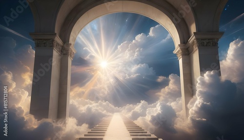 An archway of clouds and light leading to the cel upscaled_7