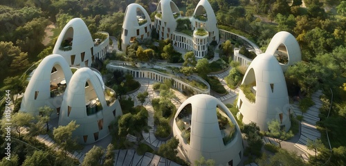 An avant-garde community housing project designed with communal spaces that gather together like the fingers of a hand.
