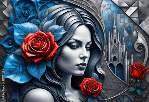 An Exploration of Gothic Women and Roses Through Diverse Artistic Mediums