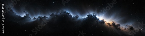 A smoky gray nebula drifts across this abstract galactic canvas, suggesting the silent majesty of the cosmos.