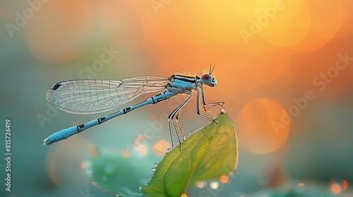Experience the ethereal beauty of a translucent damselfly as it rests upon a delicate blade of grass, its wings catching the first rays of dawn.