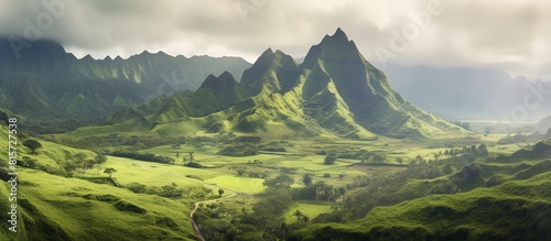 illustration of a remote mountain valley that is beautiful despite the cloudy weather