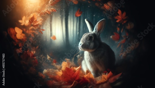 Image of a Rabbit in an autumn