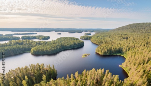 taiga forest and lakes in the saimaa region in finland