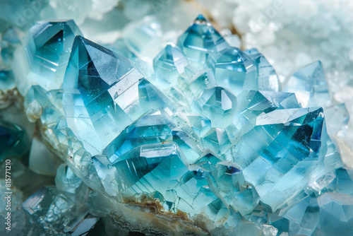 Closeup photo of an aquamarine crystals in nature