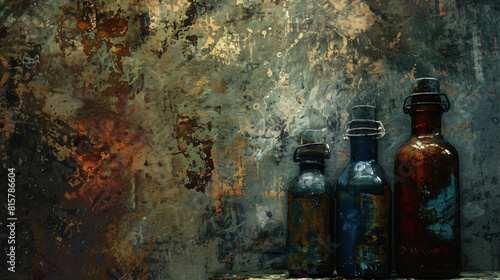 Bottles of glue on grunge background