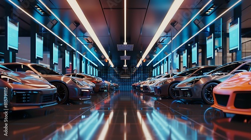 A car dealership showroom featuring the latest models with advanced wireless connectivity