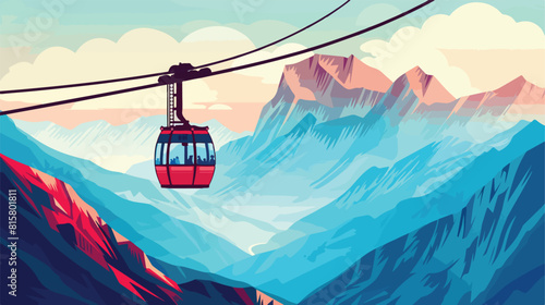 Cable car illustration with place for text. funicular
