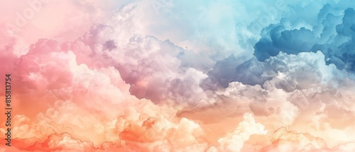 Colorful surreal cloudscape with bright pastel colors.