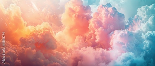 Colorful surreal cloudscape with bright pink, blue and orange clouds