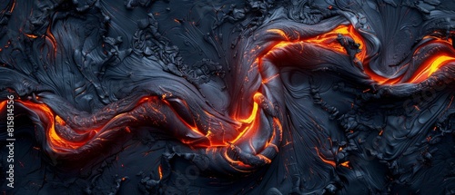 Lava flow. Molten rock. Volcanic eruption.