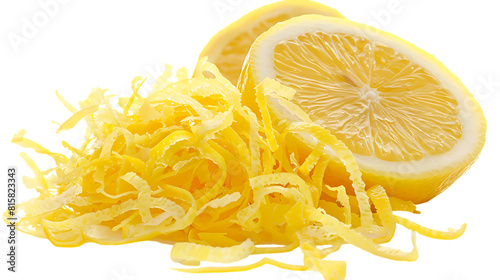 Fresh lemon zest isolated on transparent background