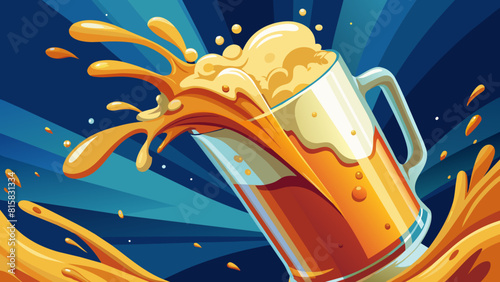 Refreshing Beer Splash in a Mug: Vibrant Illustration