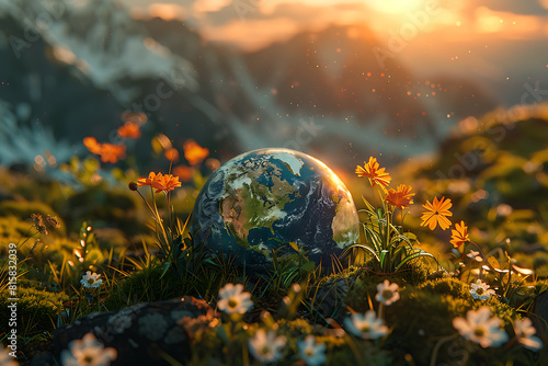 A vibrant blue and green eco Earth globe highlighting themes of environmental world protection, ecological conservation, and the message of "Save the Planet" in celebration of Earth Day