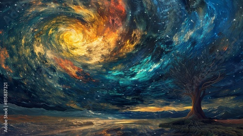 Cosmic Swirls: Abstract Galaxy Night Sky