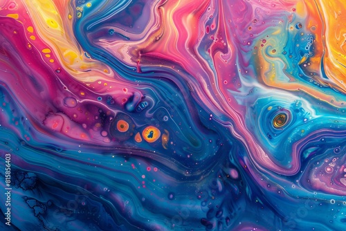 Fluid painting, abstract colorful liquid texture, marble waves acrylic pouring background 