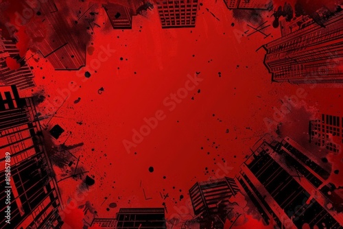 Red urban city grunge danger vector frame design illustration poster background