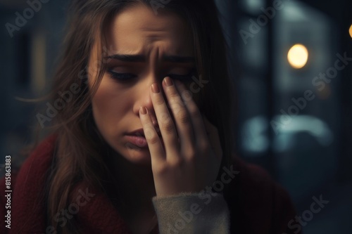 depressed young woman crying