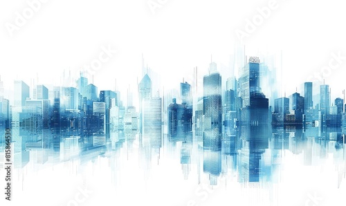 Urban elegance, abstract blue cityscape