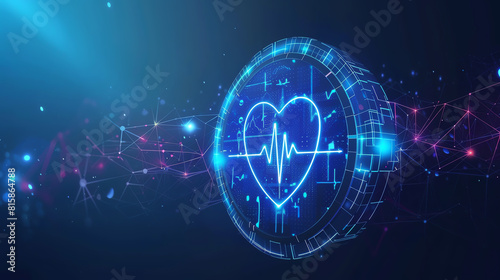 A digital representation of a glowing blue heart.
