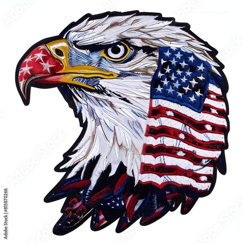 Fierce American Flag Eagle A Patriotic Applique Shoulder Patch Design