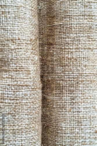Textured macro shot of woven burlap fabric details, Generative AI