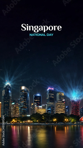 Singapore National Day Celebration Template for Social Media Design