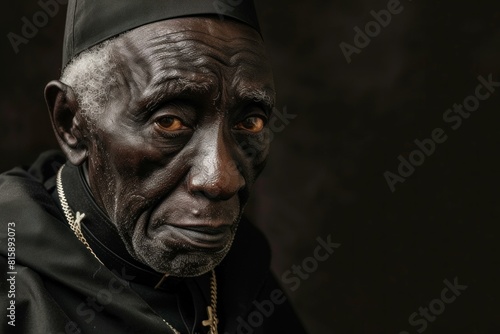 Austere Black pope vatican portrait. God religious. Generate AI