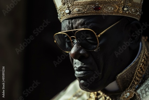 Devout Black pope vatican priest. Art god. Generate AI