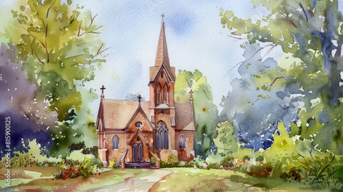 Watercolor Series of Diverse Church Architectures