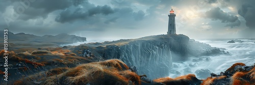 Lighthouse at Arnarstapi coast in Snaefellsnes Peninsula, Iceland realistic nature and landscape