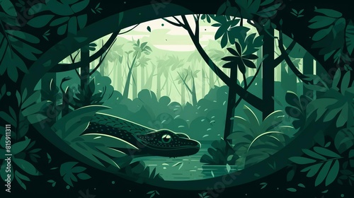 reptile habitat flat design top view forest theme animation Monochromatic Color Scheme
