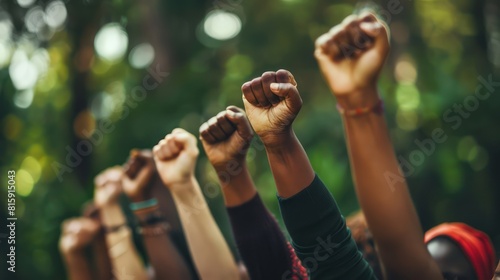 Showcase the diversity within the Black community by photographing individuals of different ages, genders, and backgrounds raising their fists together in celebration and remembrance of Juneteenth