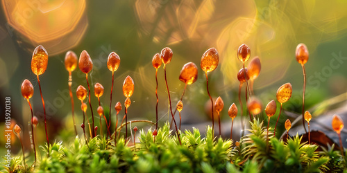 Moss with seed capsules spore capsules natural wallpaper