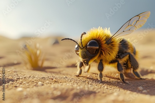 a cute bee in the desert