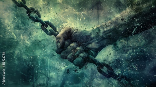breaking chains unleashing determination and willpower abstract human hand concept digital art