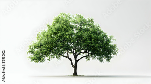 A robust walnut tree isolated on a white background, featuring compound leaves green walnut fruits perfect for culinary garden or educational content. Photo realistic.