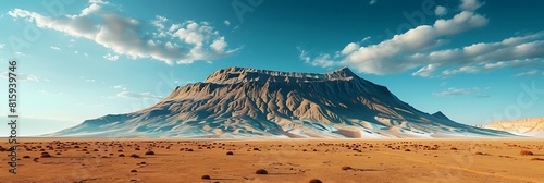 Mountain in the desert and the blue sky realistic nature and landscape
