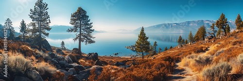 Mountain landscape; Lake Tahoe, Nevada realistic nature and landscape