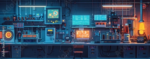 A futuristic laboratory teeming with advanced technology and scientific experiments, where researchers push the boundaries of possibility in their quest for knowledge. illustration.