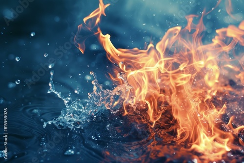 Stunning visual contrast as flames entwine with splashing water