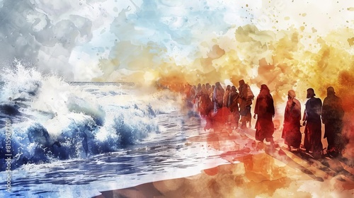 exodus from egypt biblical watercolor illustration of exodus 1240 digital painting