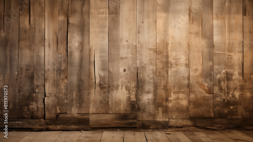 Close-up of a weathered brown wood plank wall texture.