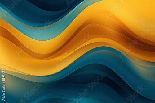 Abstract blue and yellow waves wallpaper with a vibrant blend of colors creating a visually captivating design