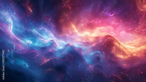 Galactic landscapes evolve in an abstract fluid 3D spectacle.