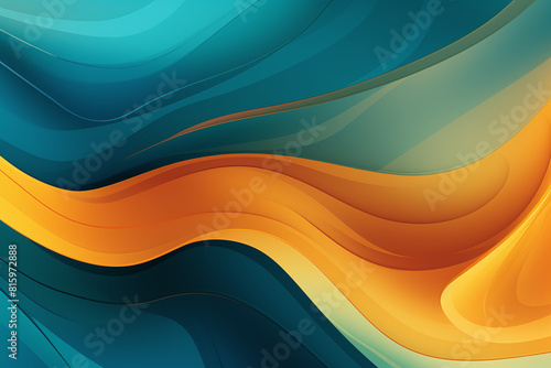 An abstract background with vibrant orange, blue, and yellow waves flowing harmoniously