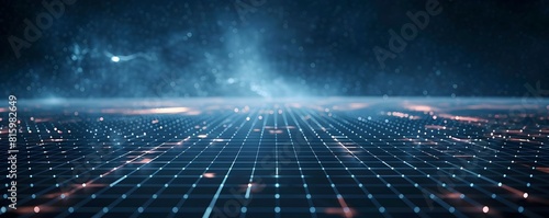 Futuristic metallic grid backdrop with glowing lights and dynamic energy for tech gadgets and digital concepts