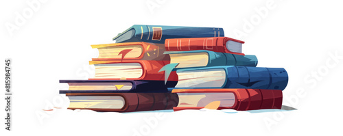 Cartoon stacked books, students textbooks pile. vector simple illustration